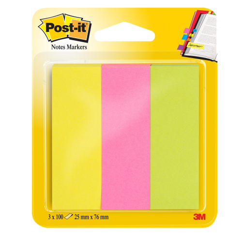 3M POST-IT NOTE MARKER SEGNAPAGINA 25MMx76MM COLORI ASSORTITI CONF. 300 Pz.